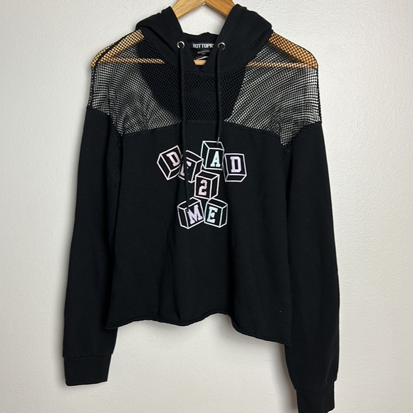 Hot Topic Dead 2 Me Pastel Mesh Panel Girls Crop Hoodie - Picture 4 of 8